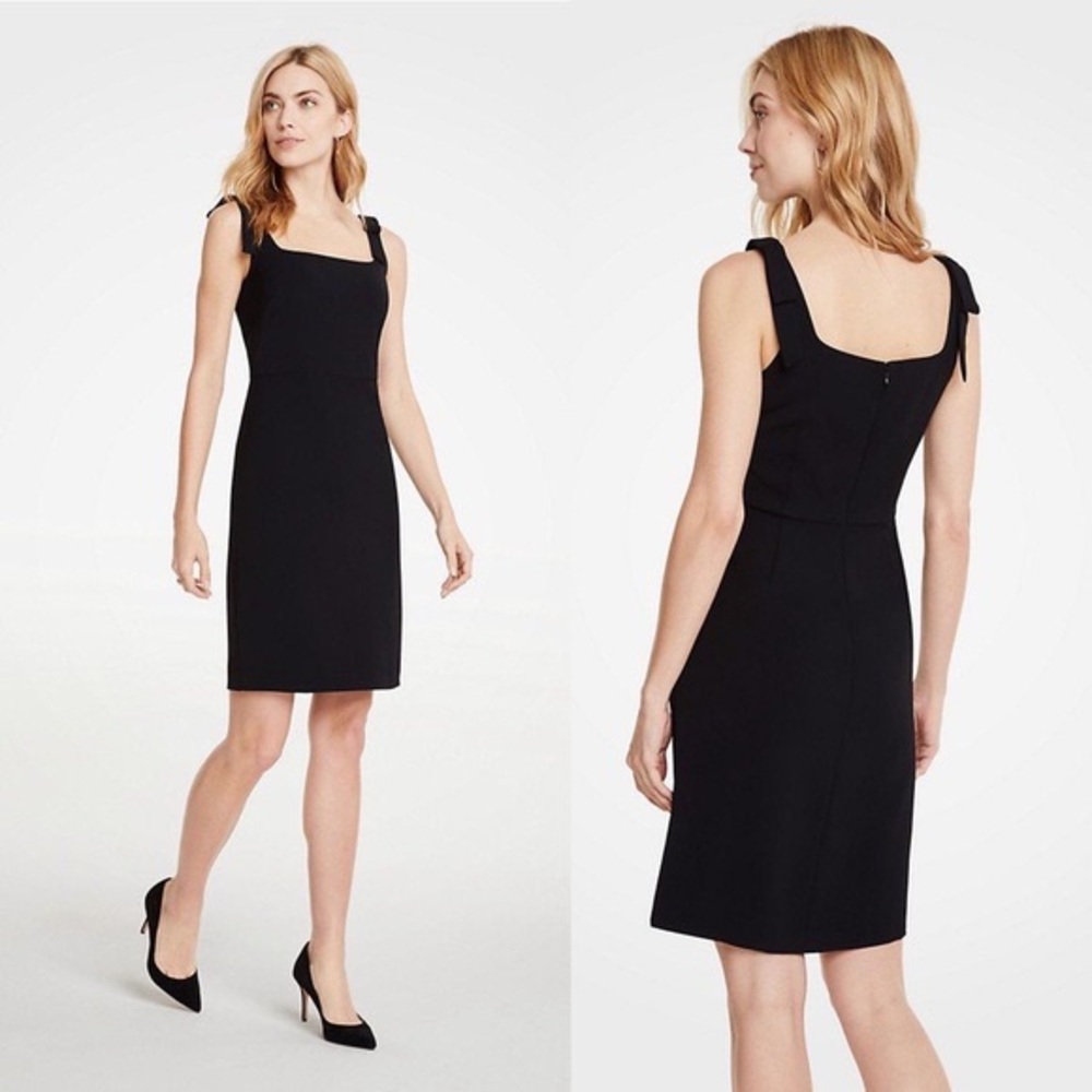 Ann Taylor Black Mini Dress with Bow straps Size 6P